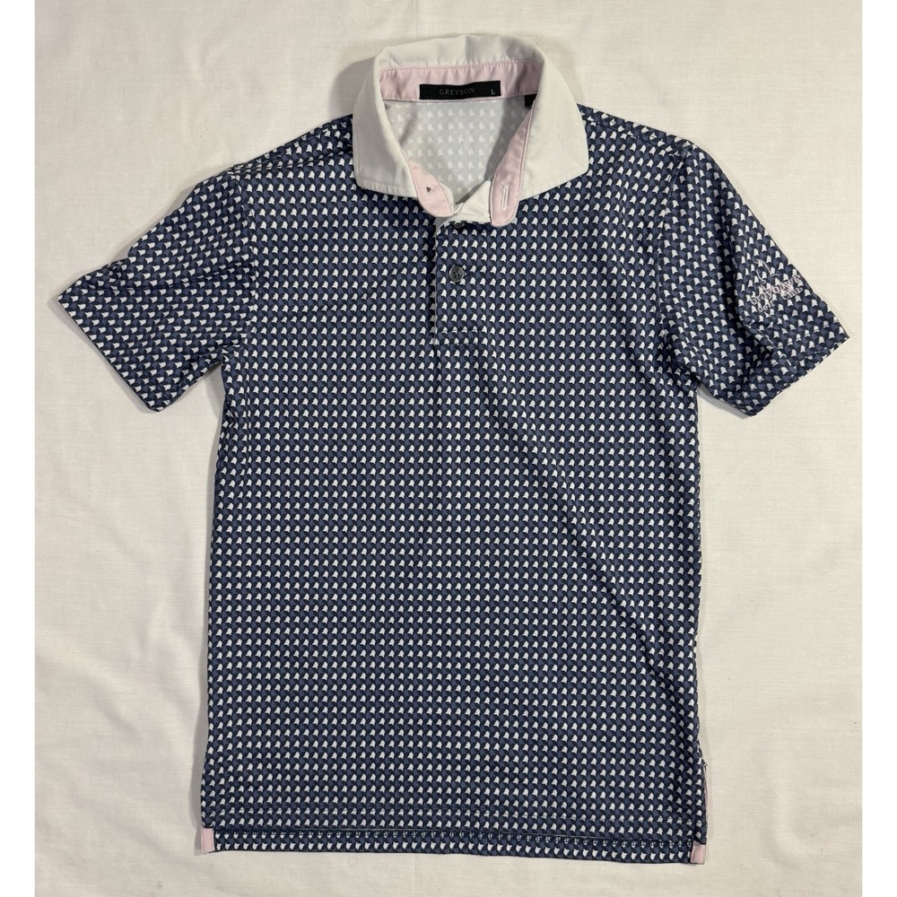 Greyson Golf Performance Polo Golf Shirt YOUTH SIZE Large Dark Teal Wolf AOP